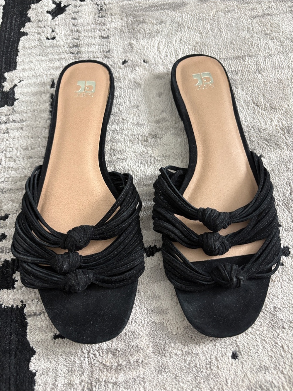Joe's Jeans Black Knotted Multi-Strap Slide Sandals